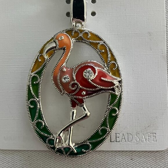 Flamingo Jewelry Set With Magnet Function - Lead Safe Earrings & Pendant - Picture 2 of 4